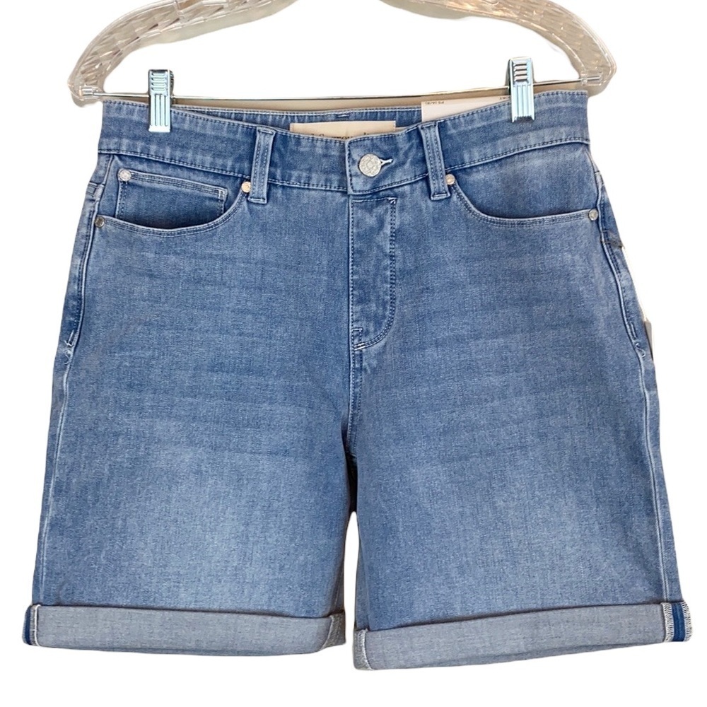 Soft Surroundings Medium Wash Rolled Hem Denim Shorts